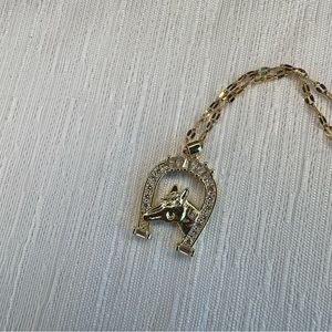 Lucky Horseshoe Pony Pendant Necklace